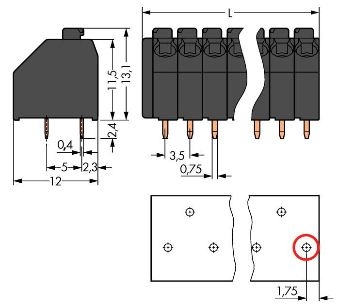 WAGO 250-204/000-009 Federkraftklemmblock 1.50mm² Polzahl 4 Lichtgrau 300St.