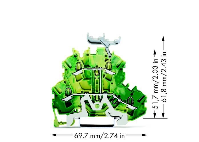 WAGO 2002-2237 Doppelstock-Schutzleiterklemme 5.20mm Zugfeder Belegung: PE Grün, Gelb 50St.
