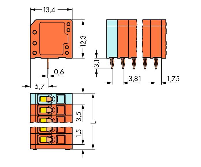 WAGO 739-339/100-000 Federkraftklemmblock 1.50 mm² Polzahl (num) 9 120 St.
