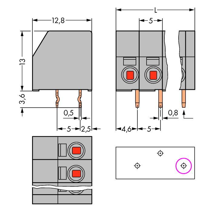 WAGO 253-110/000-012 Federkraftklemmblock Polzahl 10 Orange 80St.