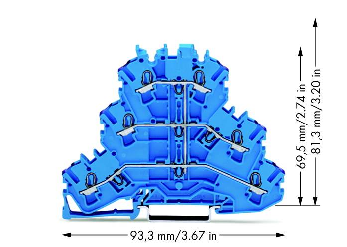 WAGO 2002-3209 Dreistock-Durchgangsklemme 5.20mm Zugfeder Belegung: N Blau 50St.
