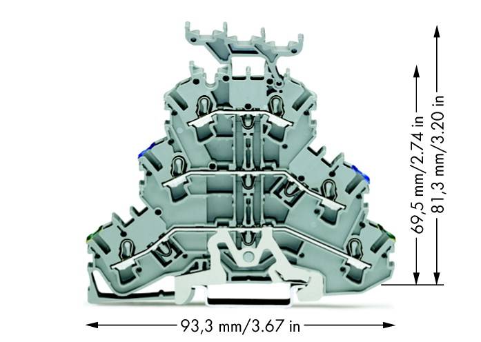 WAGO 2002-3247 Dreistock-Schutzleiterklemme 5.20mm Zugfeder Belegung: PE, N, L Grau 50St.
