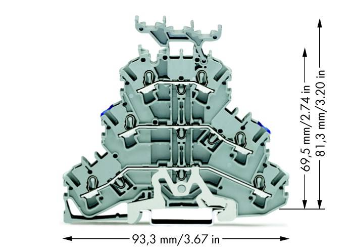 WAGO 2002-3248 Dreistock-Durchgangsklemme 5.20mm Zugfeder Belegung: N, L Grau 50St.