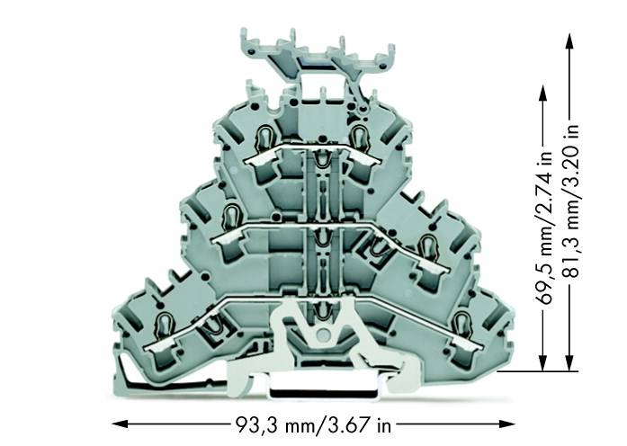 WAGO 2002-3258 Dreistock-Durchgangsklemme 5.20 mm Zugfeder Belegung: L, L Grau 50 St.
