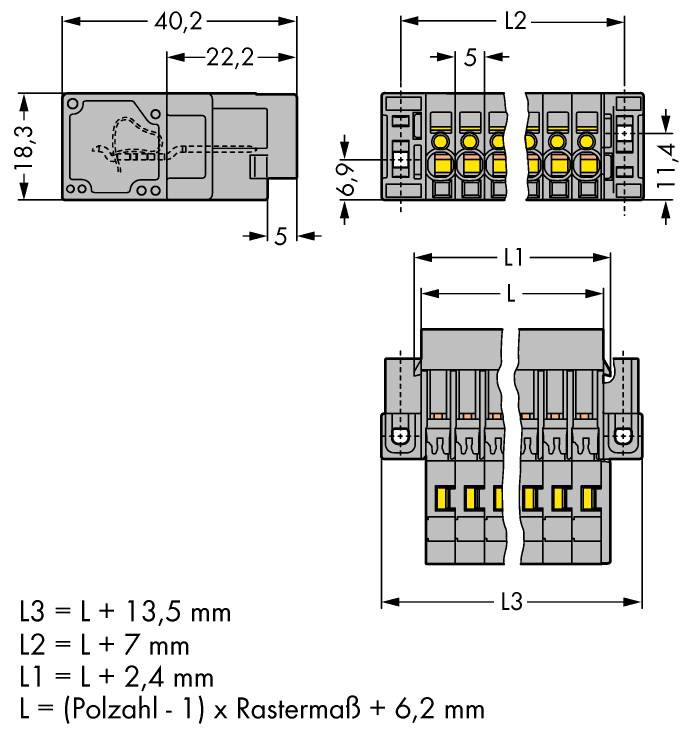 WAGO Buchsengehäuse-Kabel 769 Polzahl Gesamt 4 Rastermaß: 5mm 769-604/004-000 25St.