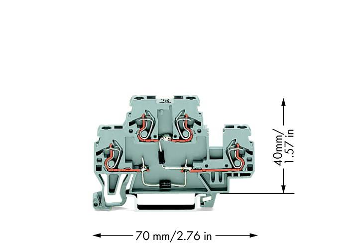 WAGO 870-541/281-492 Doppelstock-Diodenklemme 5mm Zugfeder Belegung: L Grau 50St.