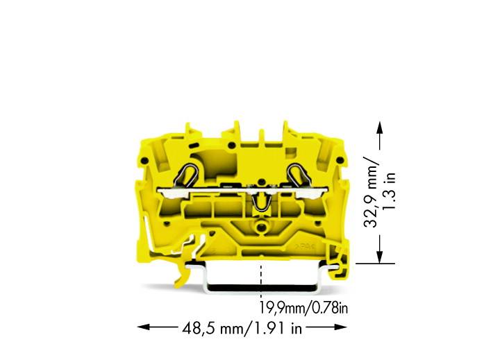 WAGO 2002-1206 Durchgangsklemme 5.20mm Zugfeder Gelb 100St.