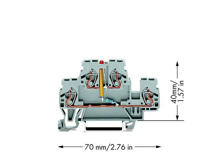 WAGO 870-543/281-413 Doppelstock-LED-Klemme 5mm Zugfeder Belegung: L Grau 50St.