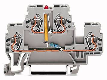 WAGO 870-543/281-413 Doppelstock-LED-Klemme 5 mm Zugfeder Belegung: L Grau 50 St.