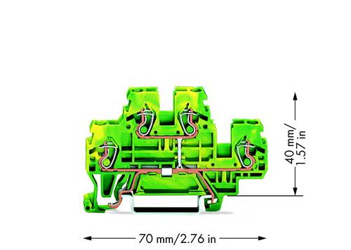 WAGO 870-507 Doppelstock-Schutzleiterklemme 5 mm Zugfeder Belegung: PE Grün, Gelb 50 St.