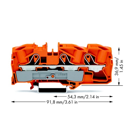WAGO 2016-1302 Durchgangsklemme 12mm Zugfeder Orange 20St.