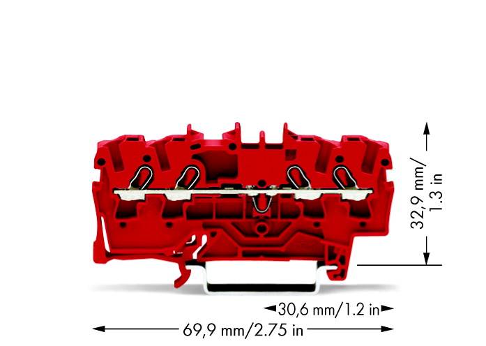 WAGO 2002-1403 Durchgangsklemme 5.20 mm Zugfeder Rot 100 St.