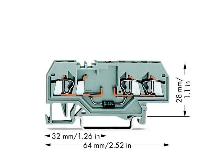 WAGO 280-673/281-411 Diodenklemme 5mm Zugfeder Belegung: L Grau 100St.