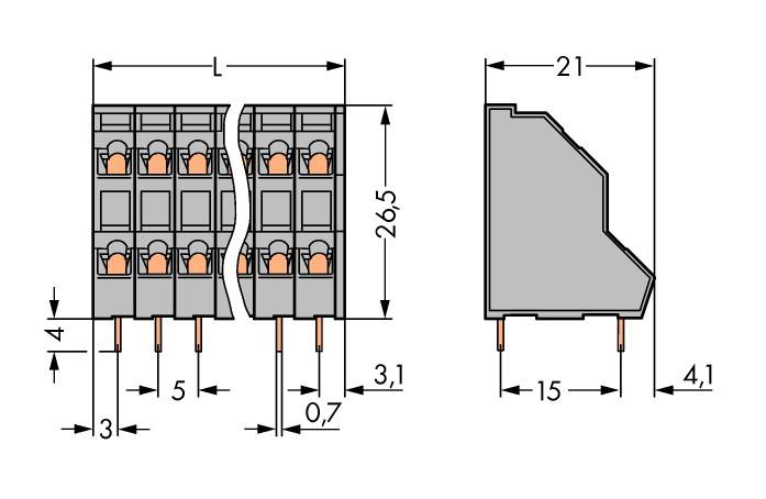 WAGO 736-107/000-016 Doppelstockklemme 0.34mm² Polzahl 14 Grün, Gelb 49St.