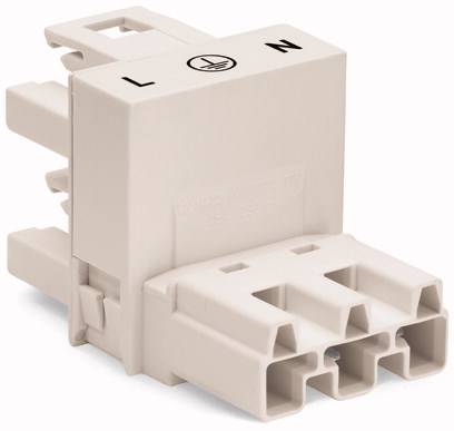 WAGO Netz-H-Verteiler Netz-Stecker - Netz-Buchse, Netz-Buchse Gesamtpolzahl: 3 Weiß 50St.