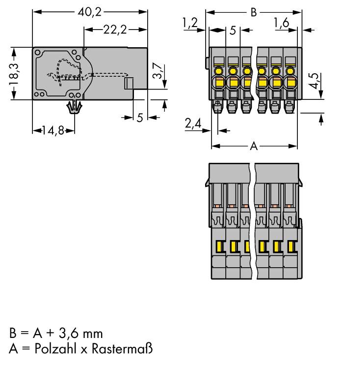 WAGO Buchsengehäuse-Kabel 769 Polzahl Gesamt 10 Rastermaß: 5mm 769-610/001-000 25St.