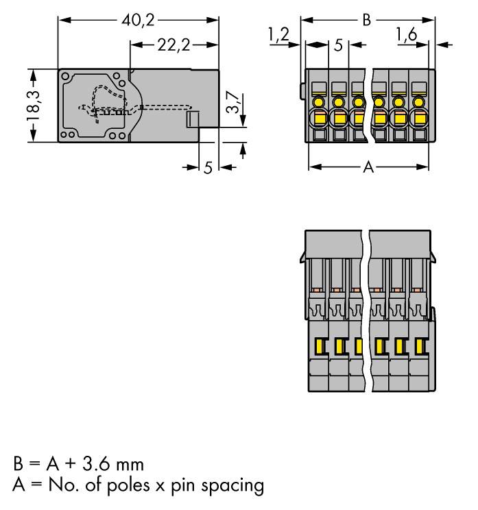 WAGO Buchsengehäuse-Kabel 769 Polzahl Gesamt 10 Rastermaß: 5mm 769-610 25St.