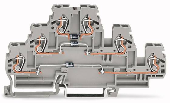 WAGO 870-596/281-673 Dreistock-Diodenklemme 5mm Zugfeder Belegung: L Grau 50St.