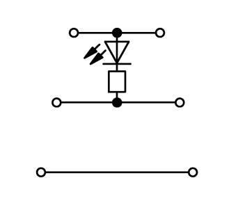 Ein technisches Schaltplansymbol zeigt eine Sicherungsdiode mit Kondensator in einer Schaltkreisverbindung.