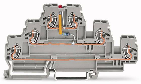 WAGO 870-593/281-413 Dreistock-LED-Klemme 5mm Zugfeder Belegung: L Grau 50St.