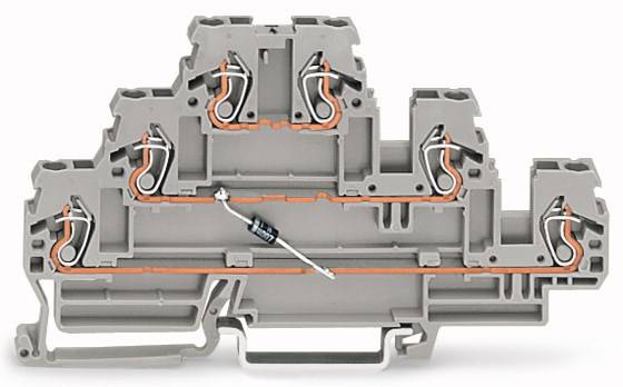 WAGO 870-590/281-675 Dreistock-Diodenklemme 5 mm Zugfeder Belegung: L Grau 50 St.