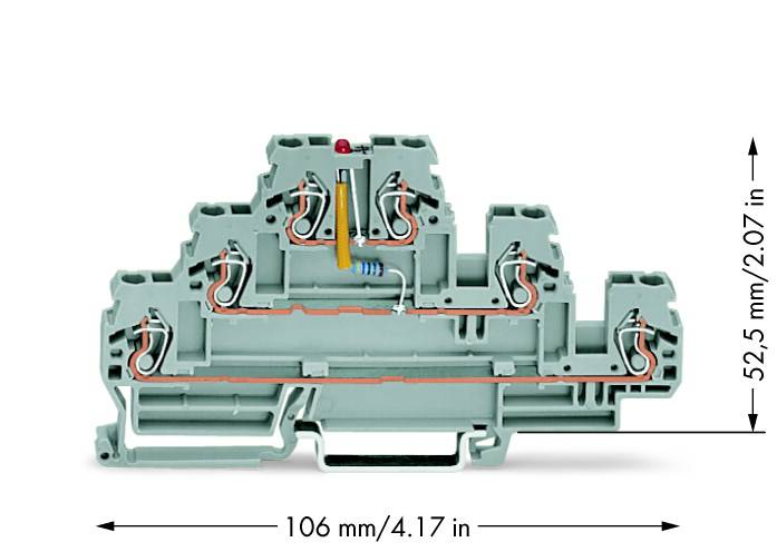 WAGO 870-593/281-434 Dreistock-LED-Klemme 5 mm Zugfeder Belegung: L Grau 50 St.