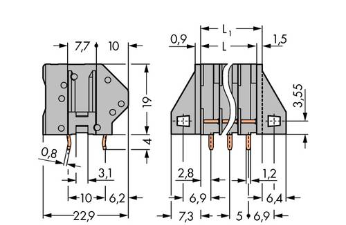 WAGO 745-108/000-006 Federkraftklemmblock 0.50 mm² Polzahl 8 60 St.