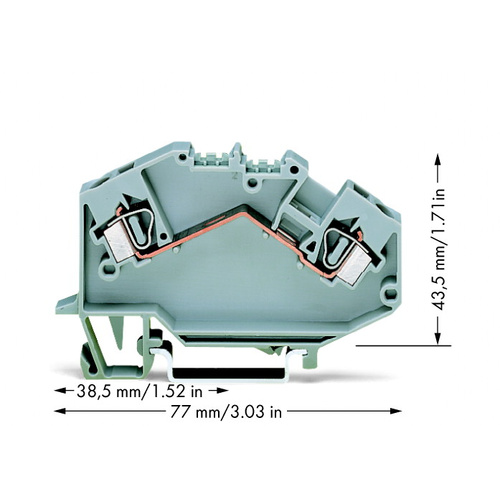 WAGO 781-601 Durchgangsklemme 6mm Zugfeder Belegung: L Grau 50St.