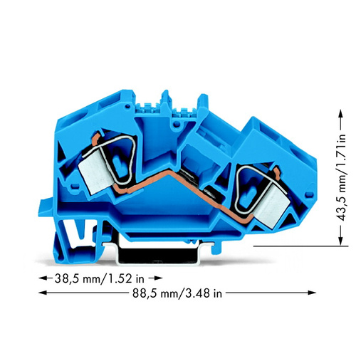 WAGO 783-604 Durchgangsklemme 12mm Zugfeder Belegung: N Blau 25St.