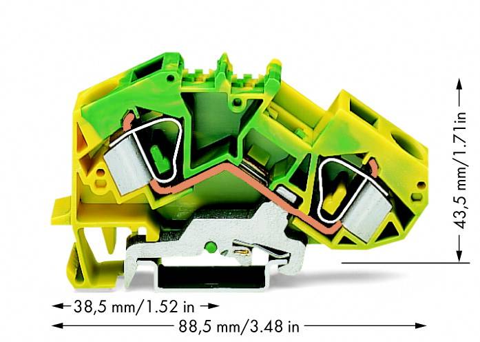 WAGO 783-607 Schutzleiterklemme 12mm Zugfeder Belegung: PE Grün, Gelb 25St.