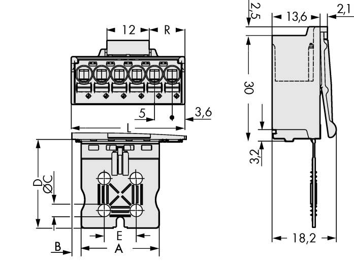 WAGO Stiftgehäuse-Platine 2092 Polzahl Gesamt 6 Rastermaß: 5mm 2092-1506/002-000 50St.