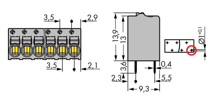 WAGO 2081-1125 Federkraftklemmblock 1 mm² Polzahl (num) 5 Grau 140 St.