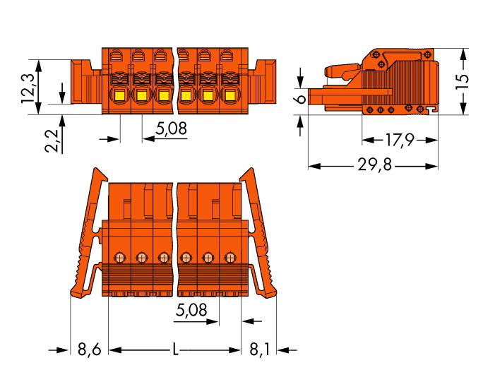 WAGO Buchsengehäuse-Kabel 2231 Polzahl Gesamt 22 Rastermaß: 5.08 mm 2231-322/037-000 10 St.