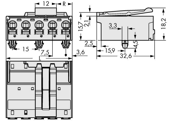 WAGO Stiftgehäuse-Platine 2092 Polzahl Gesamt 3 Rastermaß: 7.50 mm 2092-3523/020-000 100 St.