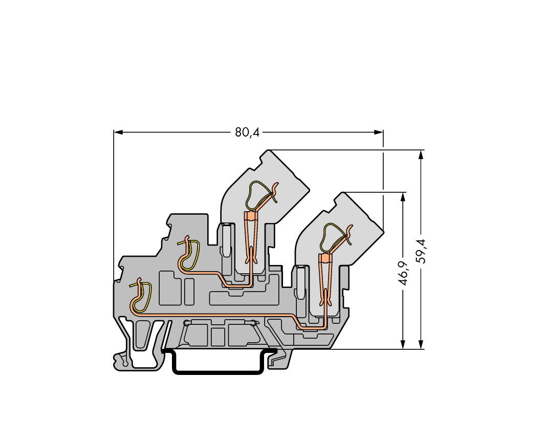 WAGO 870-101 Doppelstock-Basisklemme 5 mm Zugfeder Belegung: L Grau 50 St.
