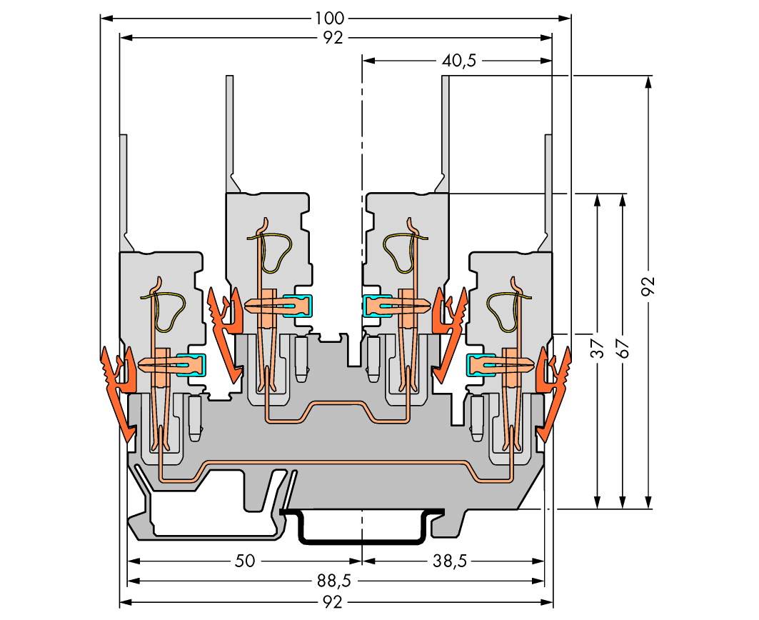 WAGO 870-151 Basisklemme 5mm Zugfeder, Steck-Klemm Belegung: L, L Grau 50St.