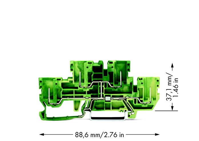 WAGO 870-157 Doppelstock-Schutzleiterklemme 5mm Zugfeder, Steck-Klemm Belegung: PE Grün, Gelb 50St.