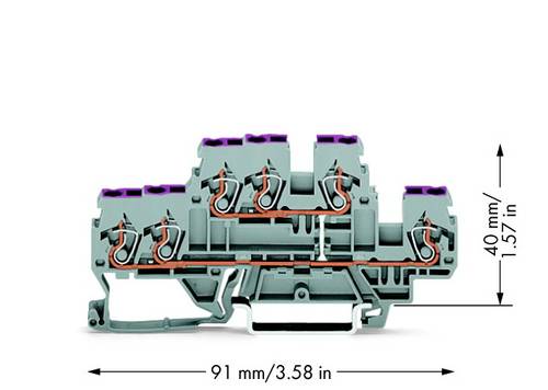 WAGO 870-538 Doppelstock-Durchgangsklemme 5 mm Zugfeder Belegung: L Grau 50 St.