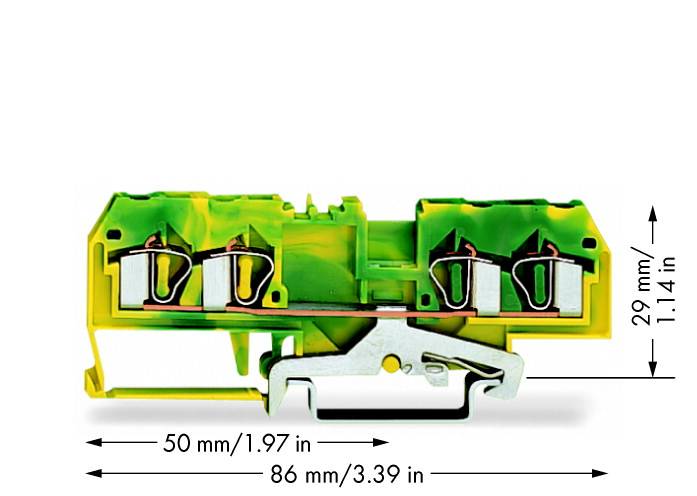 WAGO 281-657/999-950 Schutzleiterklemme 6mm Zugfeder Belegung: PE Grün, Gelb 50St.