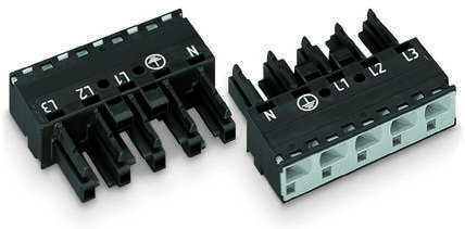 WAGO 770-405 Netz-Steckverbinder WINSTA MIDI Buchse, gerade Gesamtpolzahl: 5 25 A Schwarz 50 St.
