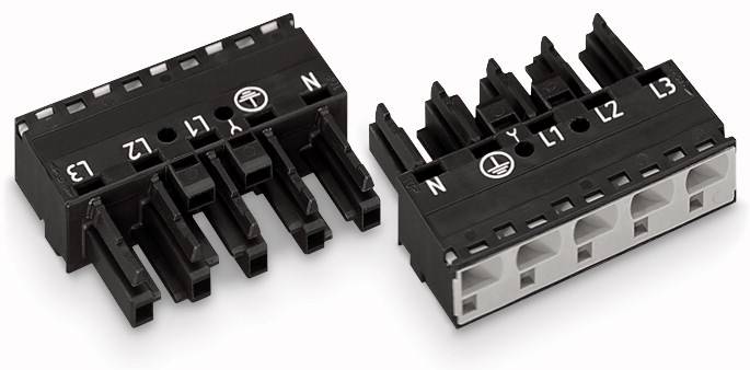 WAGO 770-405 Netz-Steckverbinder WINSTA MIDI Buchse, gerade Gesamtpolzahl: 5 25A Schwarz 50St.