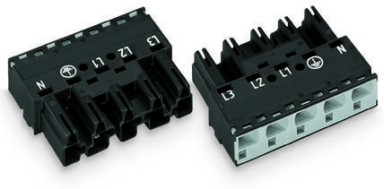 WAGO 770-415 Netz-Steckverbinder WINSTA MIDI Stecker, gerade Gesamtpolzahl: 5 25A Schwarz 50St.