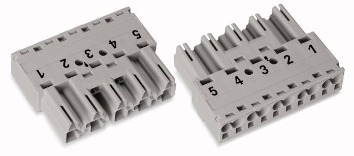WAGO 770-255 Netz-Steckverbinder WINSTA MIDI Stecker, gerade Gesamtpolzahl: 5 25A Grau 50St.