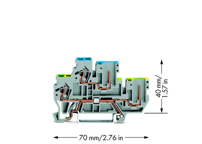 WAGO 870-117 Doppelstock-Basisklemme 5mm Zugfeder Belegung: L Grau 50St.