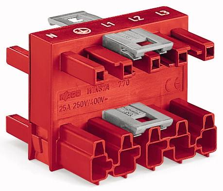 WAGO Netz-Verteiler Netz-Stecker - Netz-Buchse, Netz-Buchse, Netz-Buchse Gesamtpolzahl: 5 Rot 25St.