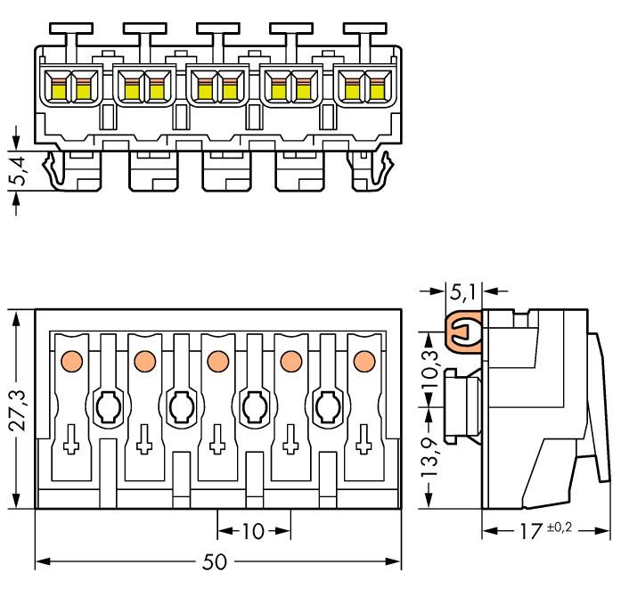 WAGO Netzanschlussklemme starr: 0.5-2.5mm² Polzahl: 5 250 St. Weiß