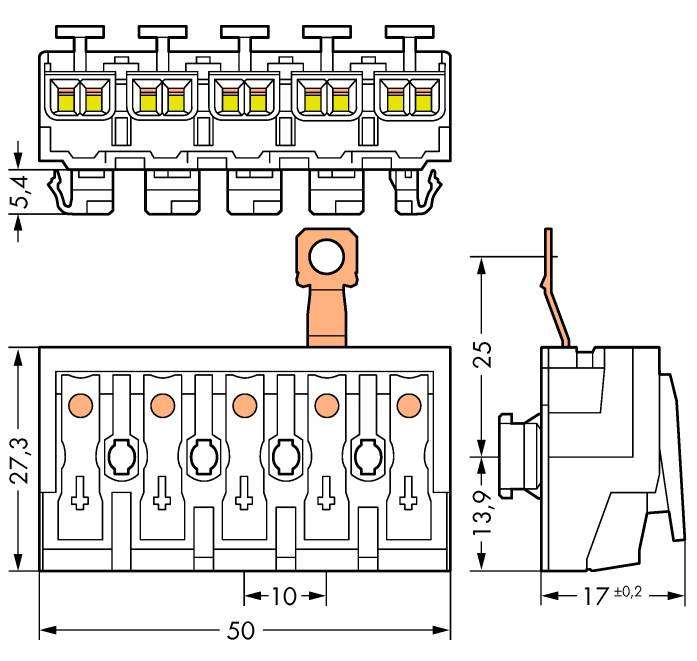 WAGO Netzanschlussklemme starr: 0.5-2.5mm² Polzahl: 5 250 St. Weiß