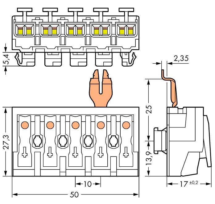 WAGO Netzanschlussklemme starr: 0.5-2.5mm² Polzahl: 5 250 St. Weiß