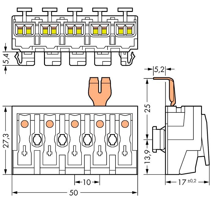 Netzanschlussklemme starr: 0.5-2.5 mm² Polzahl: 5 WAGO 250 St. Weiß