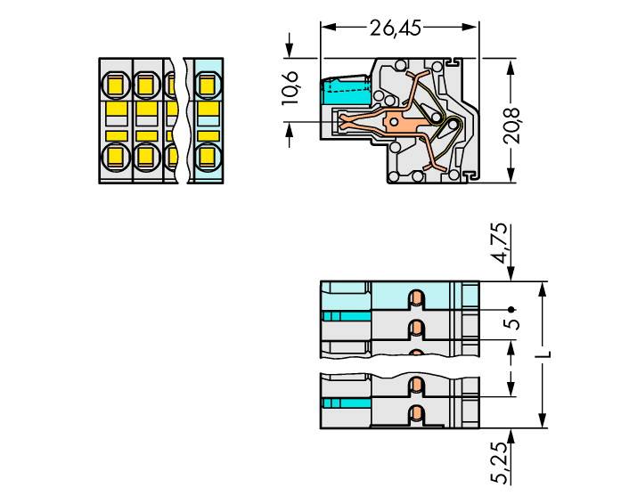 WAGO 721-2105/026-000/134-000 Federleiste Gesamtpolzahl 10 Anzahl Reihen 2 50 St.